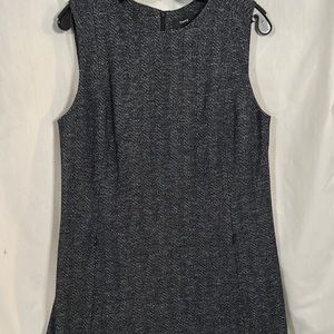 Theory Vent Front Shift Sleeveless Navy Multi Chevron Knit Mini Dress 10